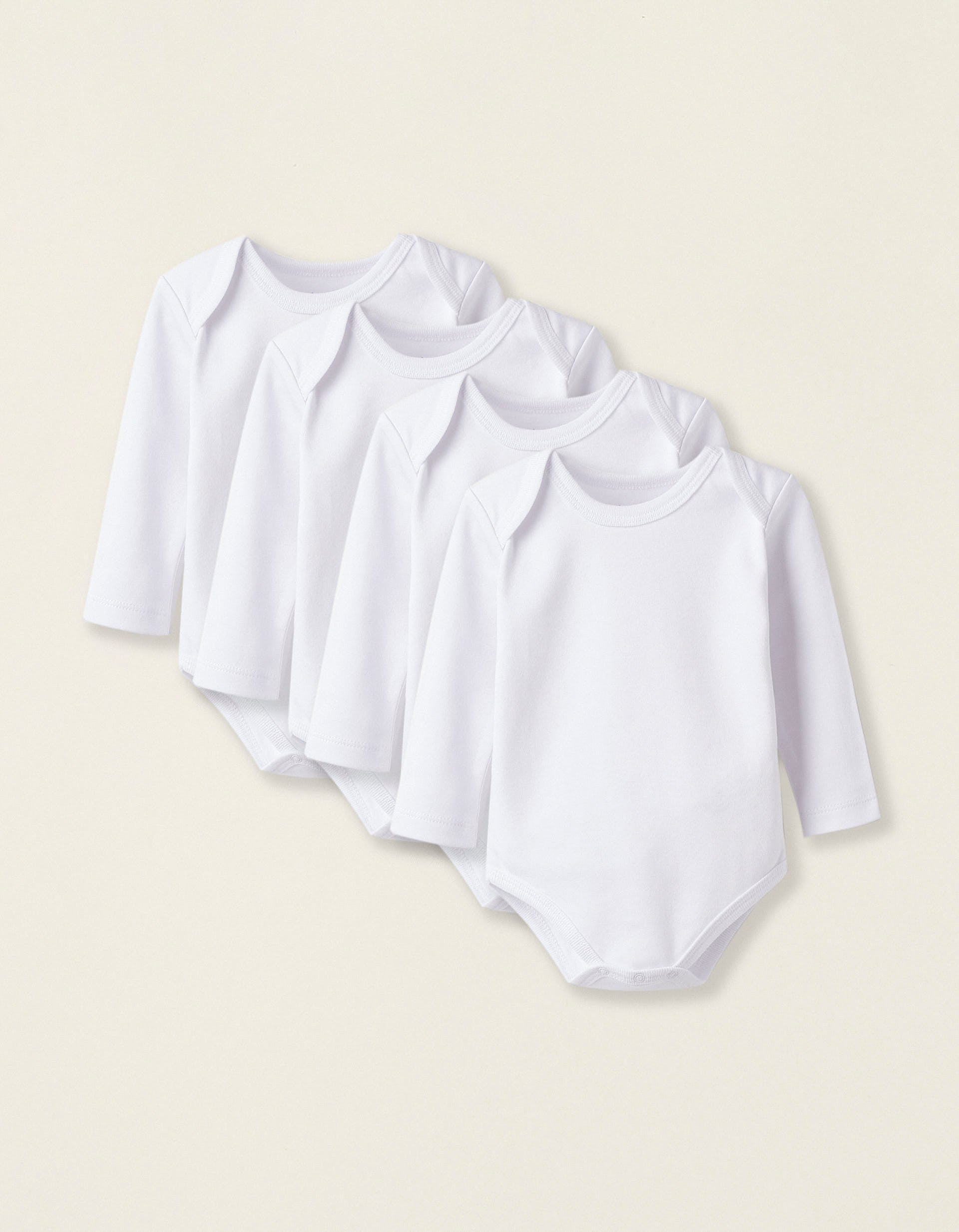 Pack of 4 Cotton Bodysuits for Baby and Newborns, White