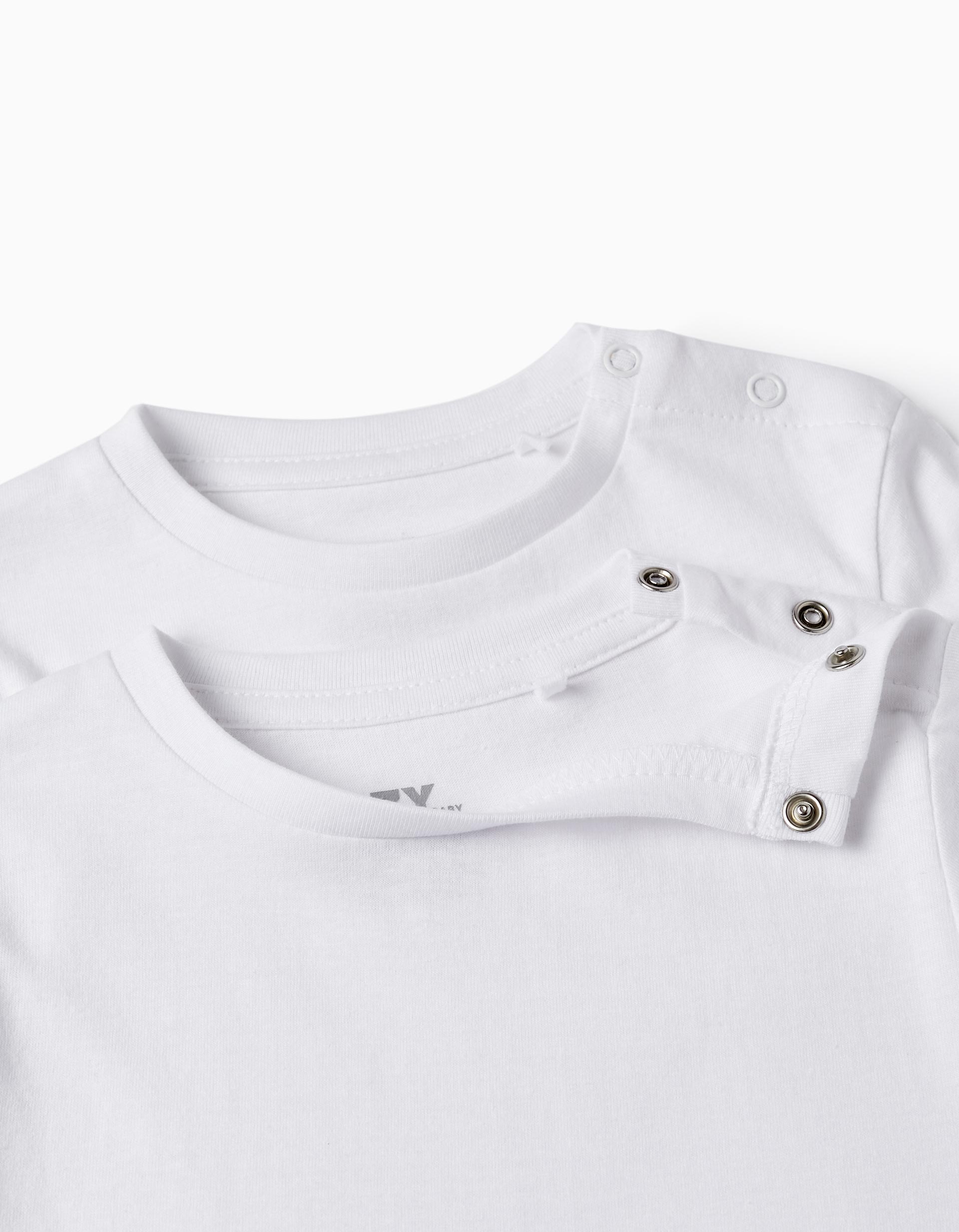 Pack of 2 Long Sleeve T-Shirts for Baby Boys, White