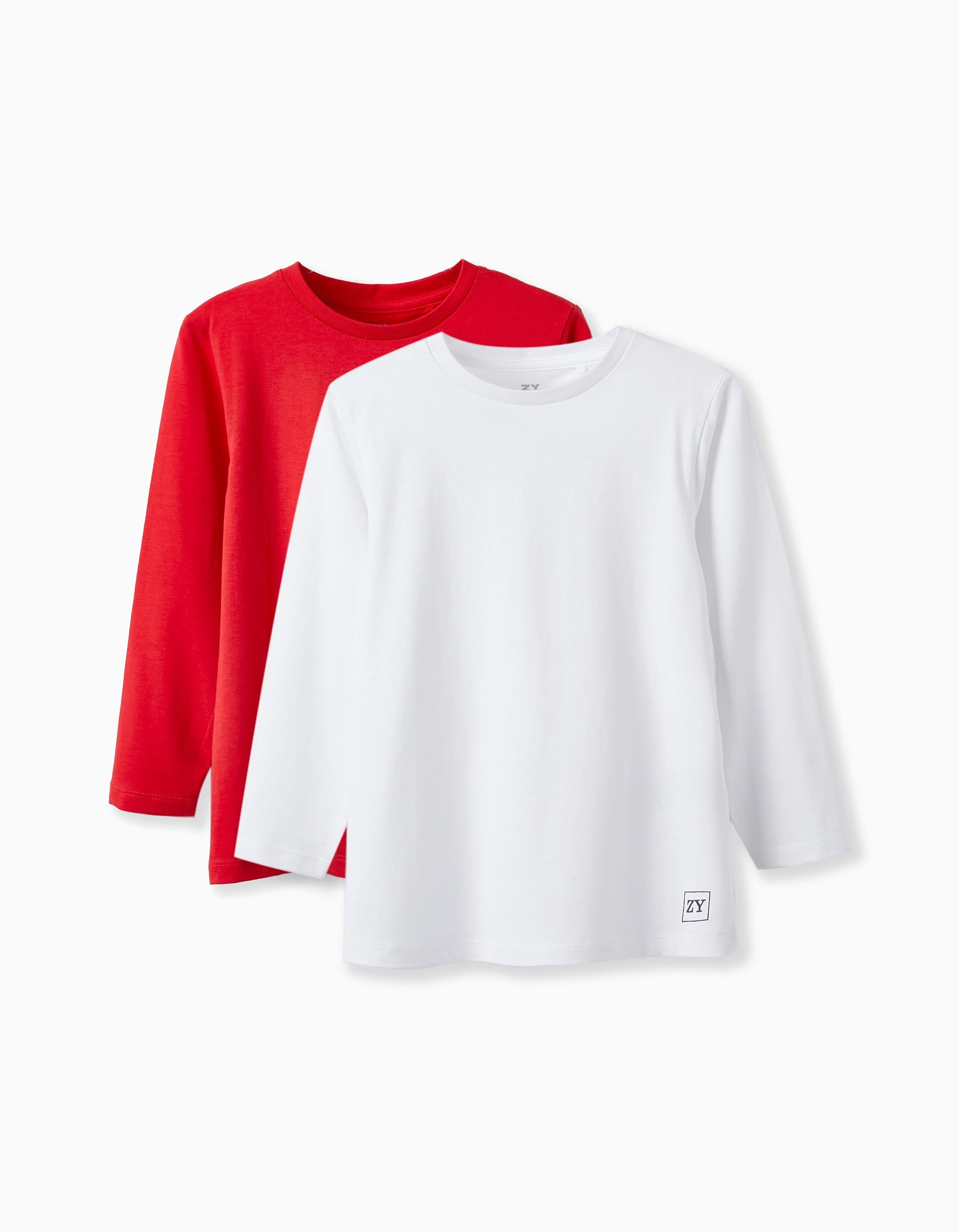 Pack of 2 Long Sleeve T-Shirts for Boys, Red/White