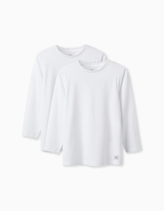 Camiseta de Manga Larga 100% Algodón Confortable Niño Blanco