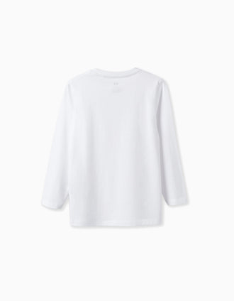 Camiseta de Manga Larga 100% Algodón Confortable Niño Blanco