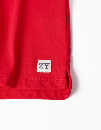 Polo de Manga Larga de Algodón para Niño, Rojo