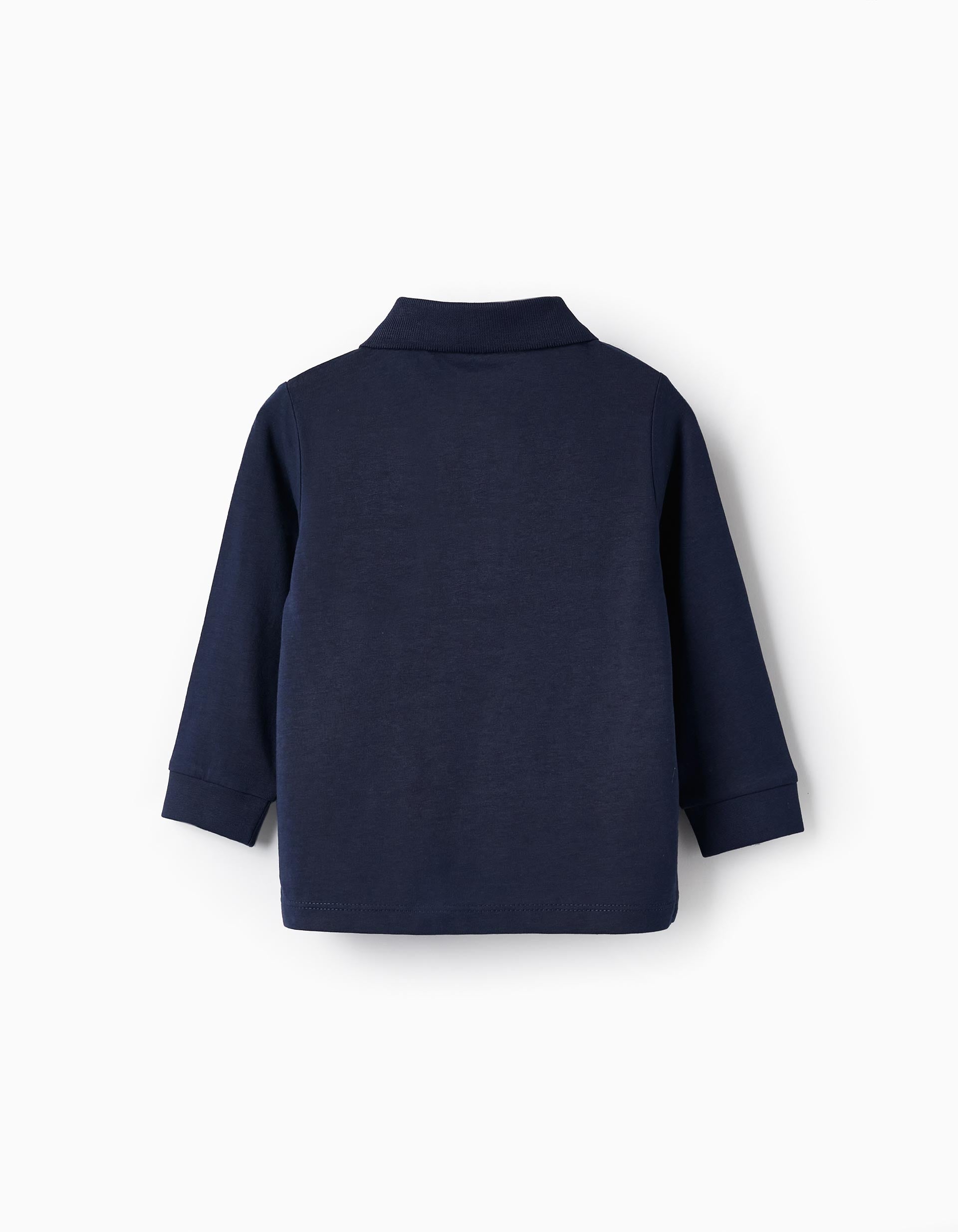 Long Sleeve Cotton Polo for Baby Boys, Dark Blue