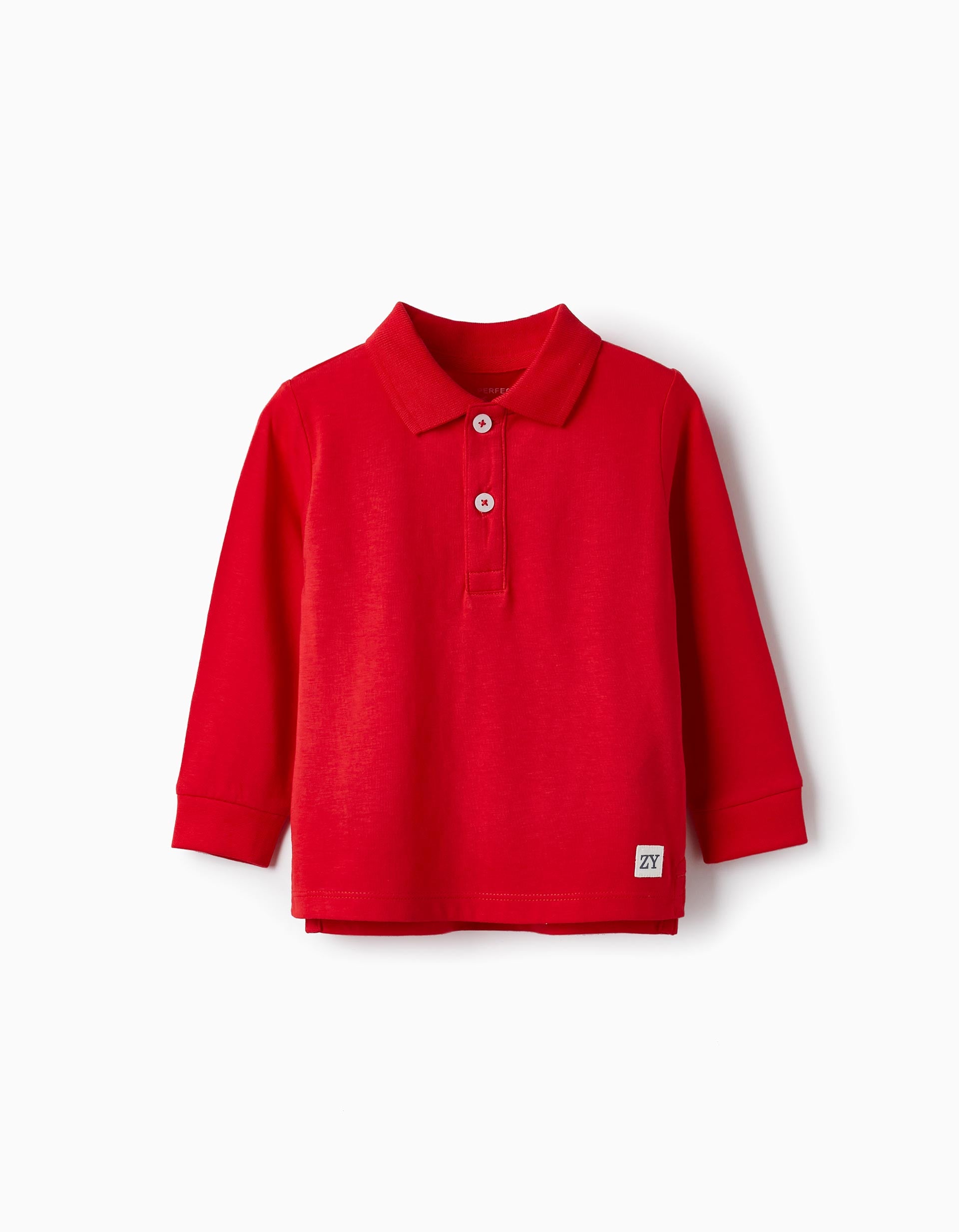 Long Sleeve Cotton Polo for Baby Boys, Red