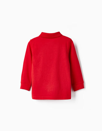 Polo de Manga Larga de Algodón para Bebé Niño, Rojo