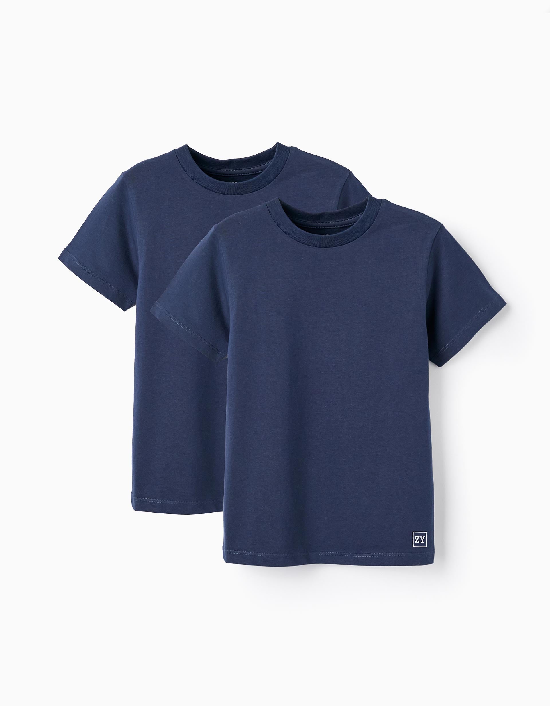 Pack of 2 Short Sleeve T-Shirts for Boys, Dark Blue