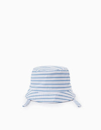 Chapeau à Rayures pour Bébé et Nouveau-Né, Blanc/Bleu