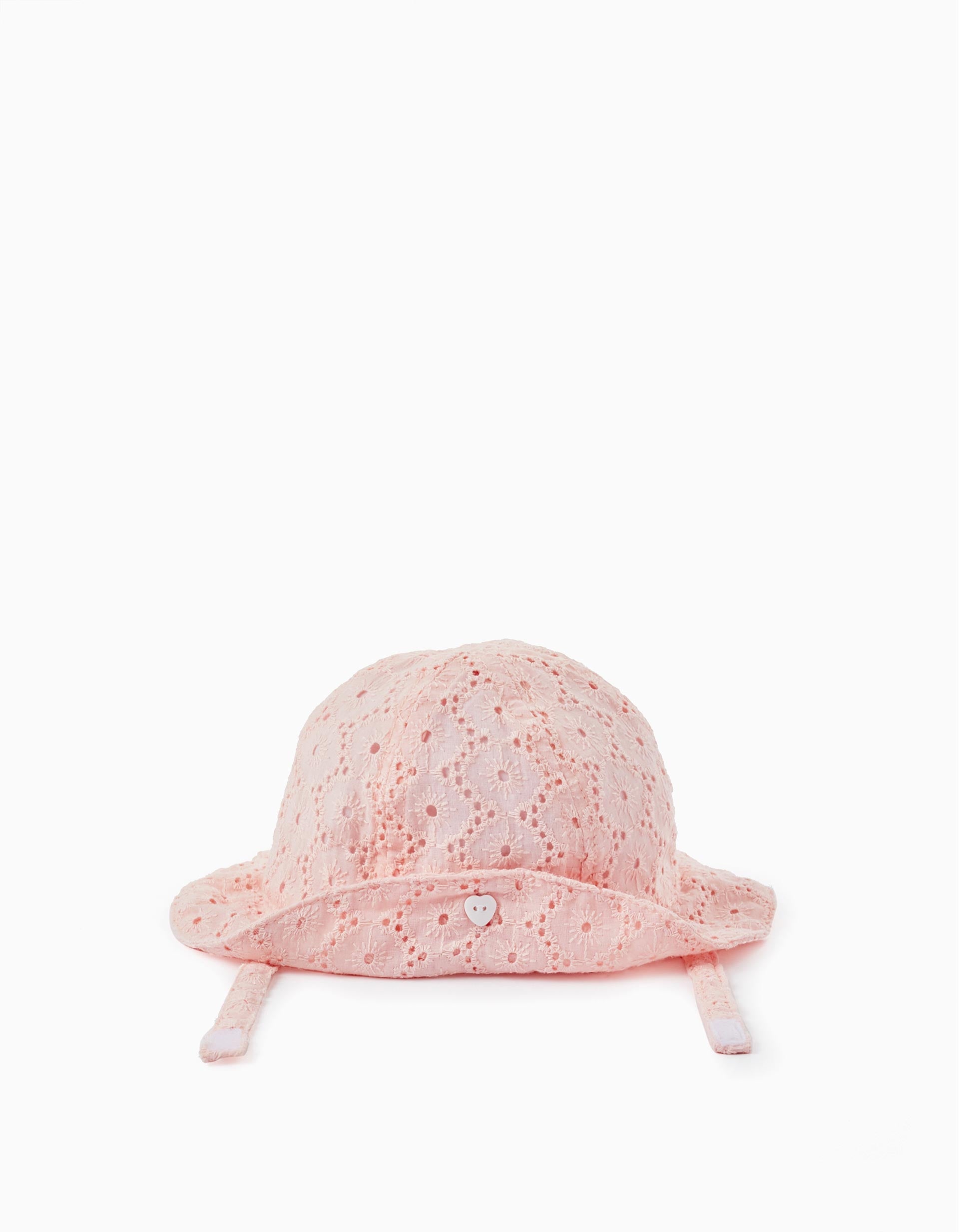 Chapeau avec Broderie Anglaise pour Bébé et Nouveau-Né, Rose