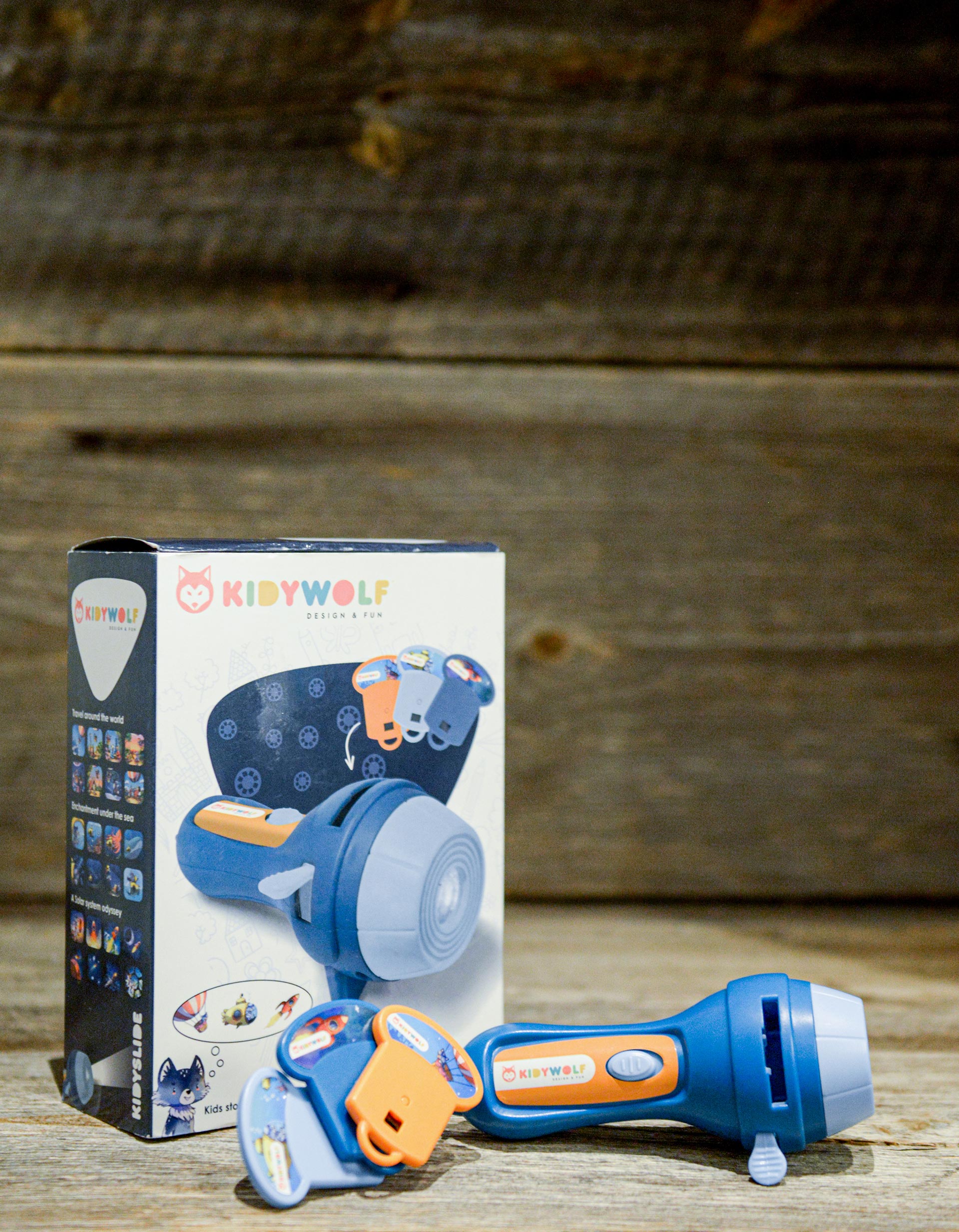 Lanterna Story Projectora Kidywolf Azul 3A+