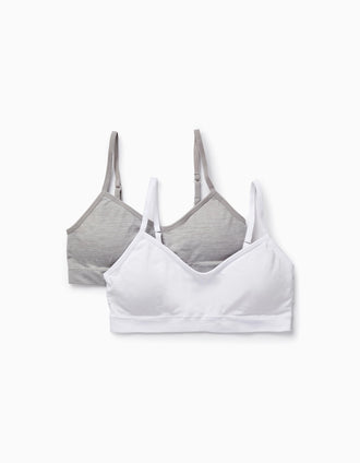 Pack 2 Soutiens Rembourrés pour Fille, Blanc/Gris