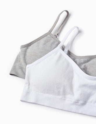 Pack 2 Soutiens Rembourrés pour Fille, Blanc/Gris