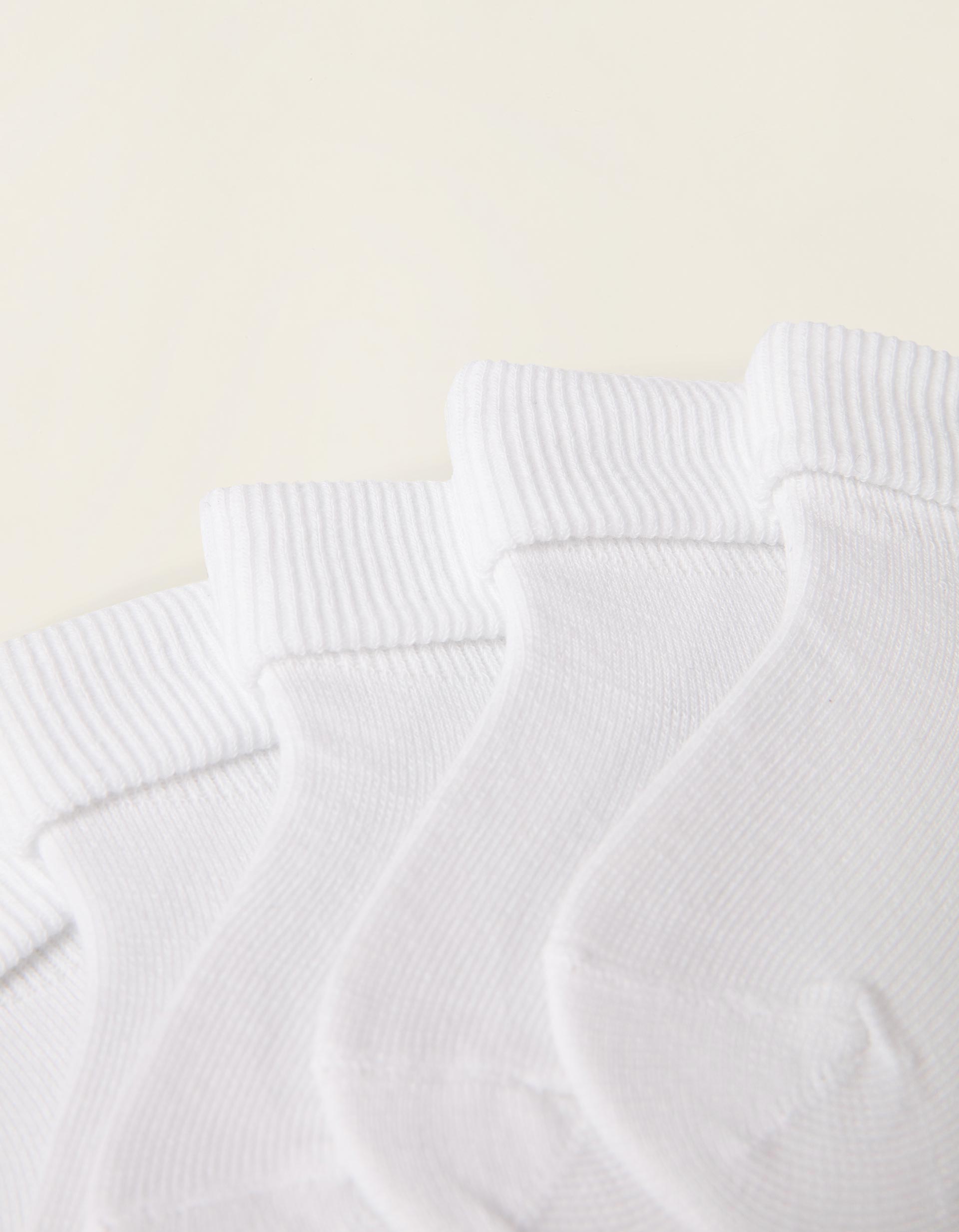 Pack of 5 Pairs of Cuffed Socks for Baby, White