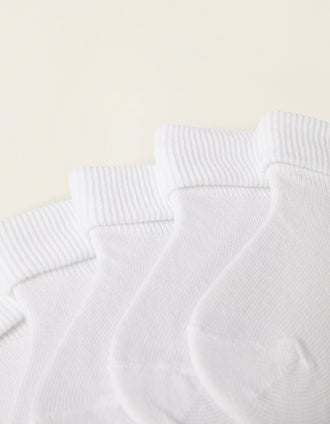 Pack 5 Pares de Meias com Dobra para Bebé, Branco