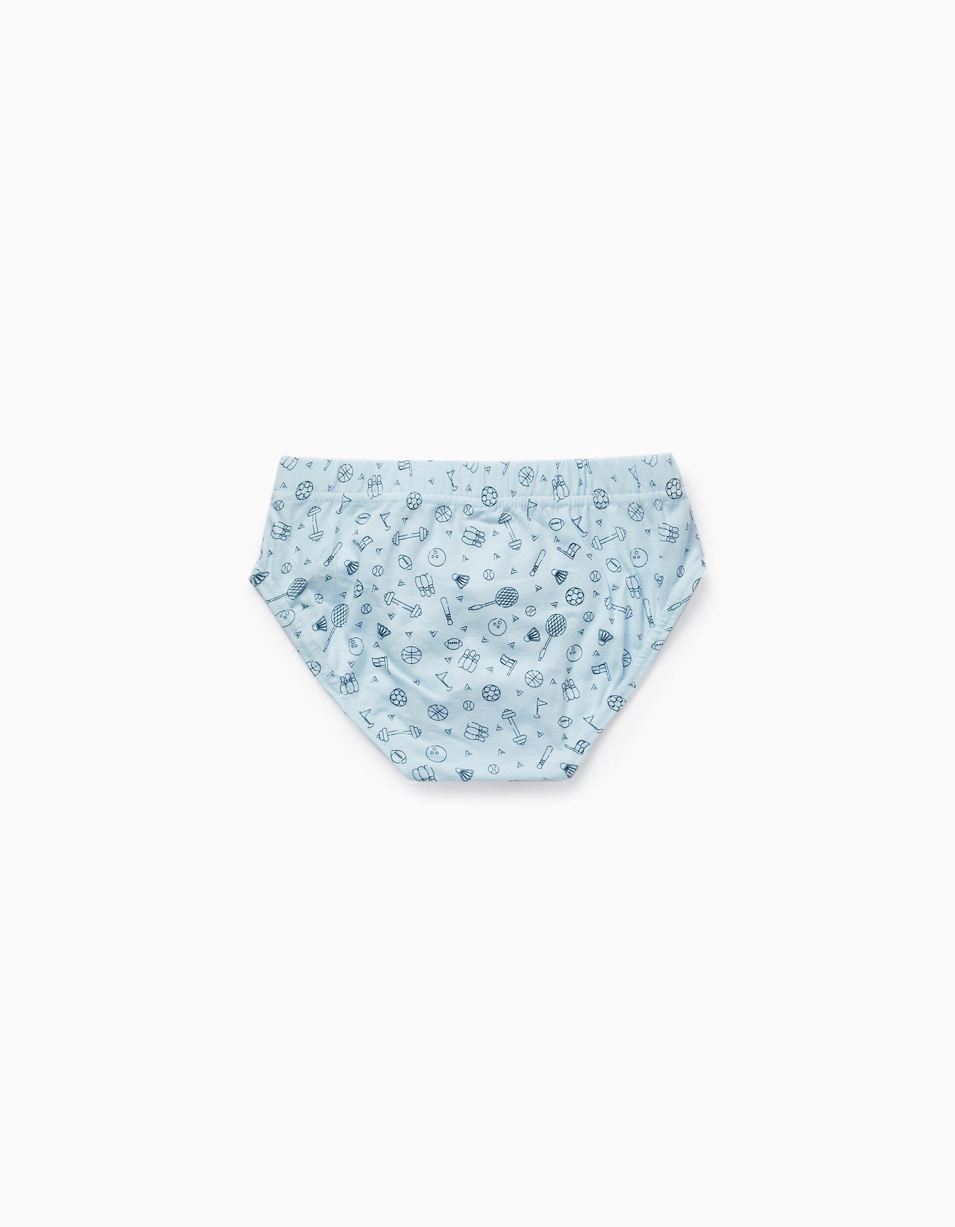 Pack 5 Calzoncillos de Algodón para Niño 'Desporto', Blanco/Azul/Gris