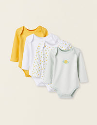 Pack 4 Bodies en Coton pour Nouveau-Né et Bébé Garçon, Multicolore