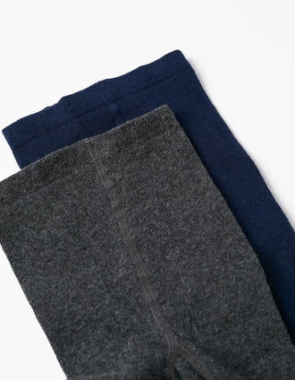 Pack 2 Collants de Malha para Menina, Azul Escuro/Cinza Escuro