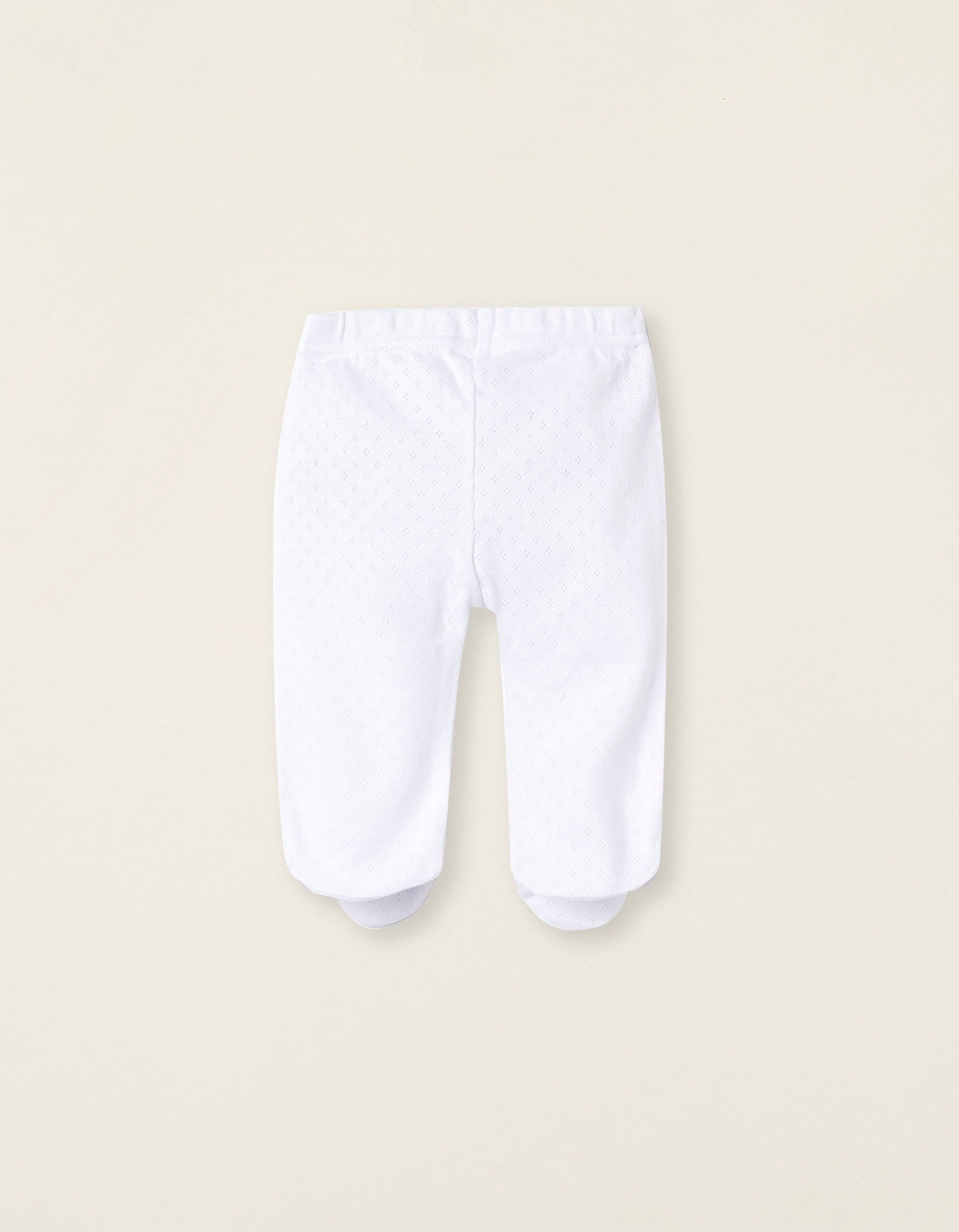 Pack of 4 Cotton Trousers with Feet for Newborns and Babies, White