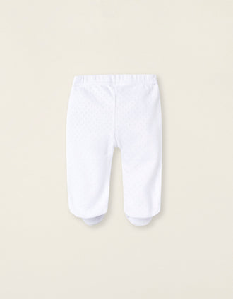 Pack 4 Pantalones de Algodón con Pies para Recién Nacido y Bebé, Blanco