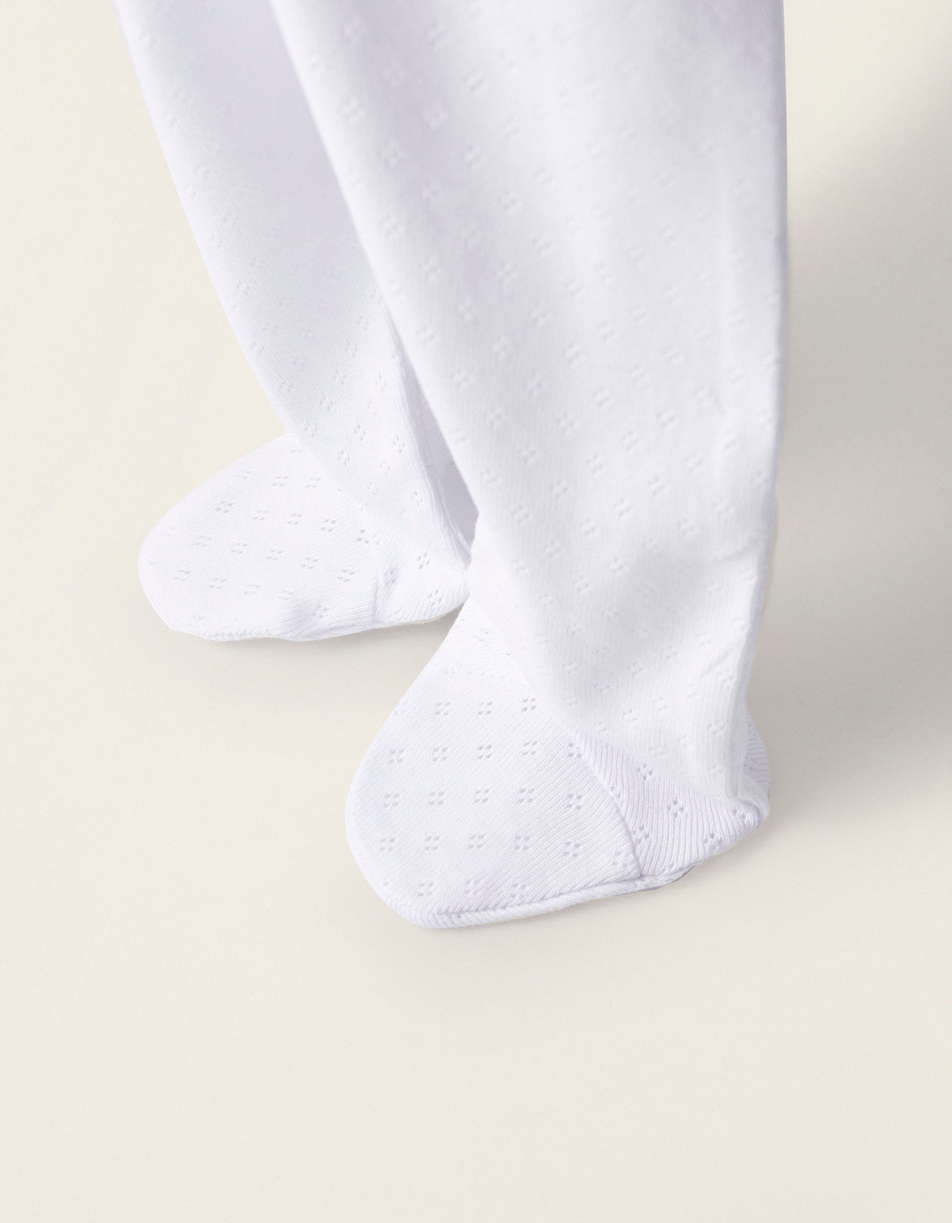 Pack of 4 Cotton Trousers with Feet for Newborns and Babies, White