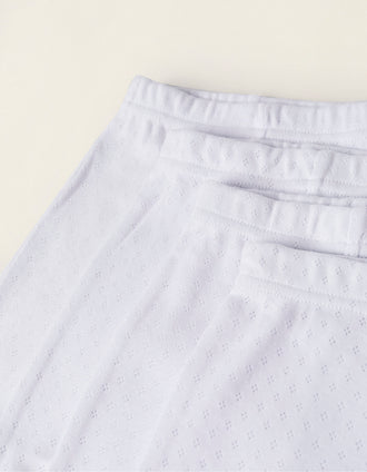 Pack 4 Calças em Algodão com Pés para Recém-Nascido e Bebé, Branco