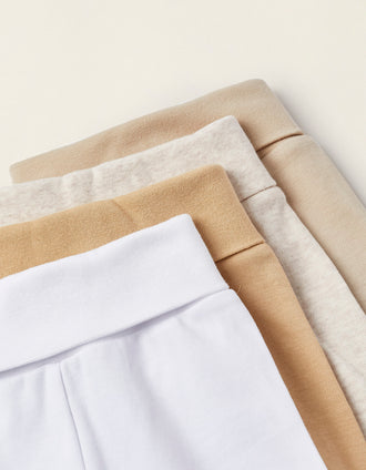 Pack 4 Pantalons à Pieds pour Bébé 'Extra Comfy', Blanc/Beige