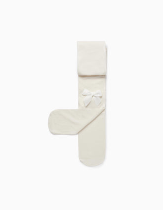 Leotardos Lisos de Microfibra para Niña, Blanco