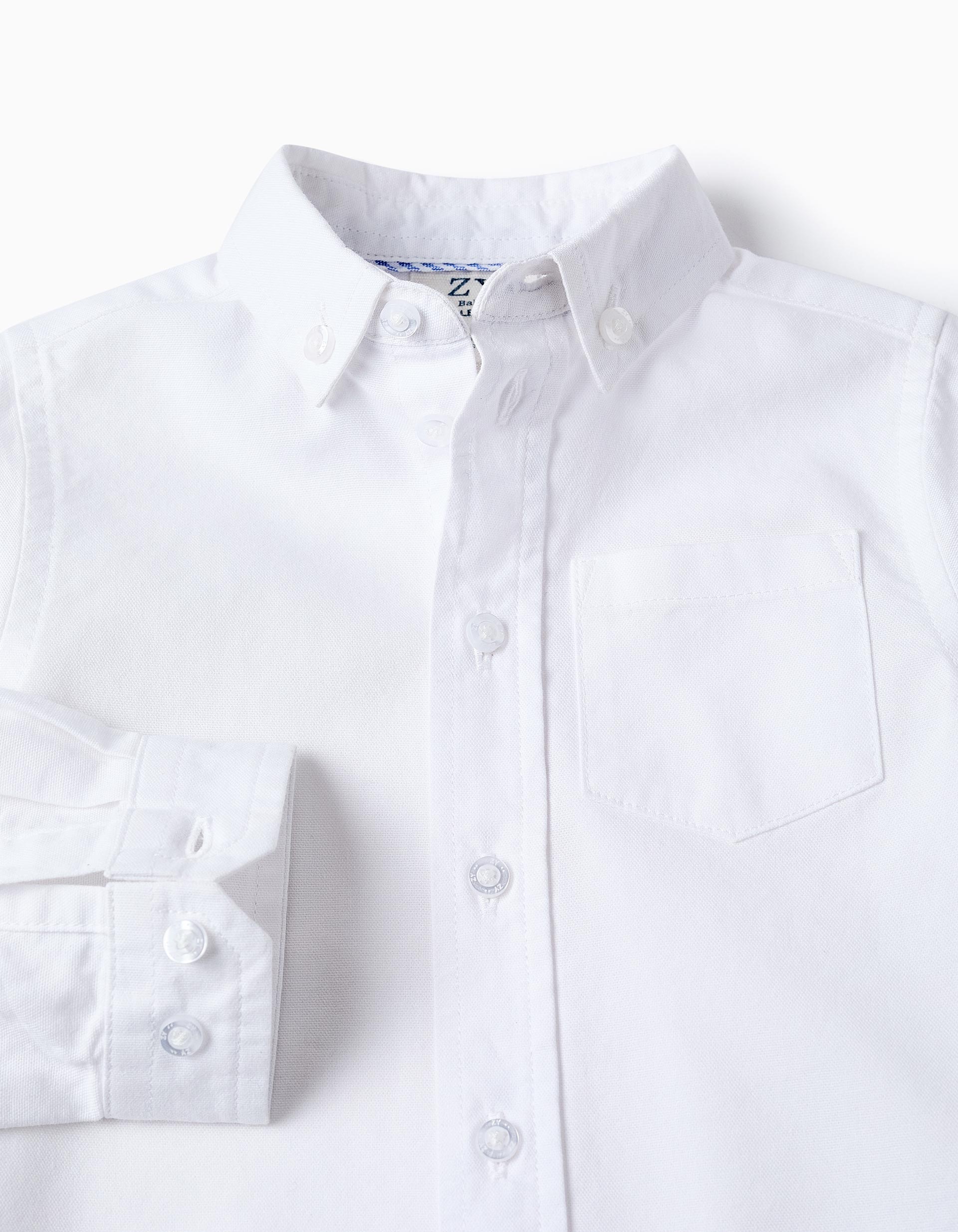 Cotton Shirt for Baby Boys, White