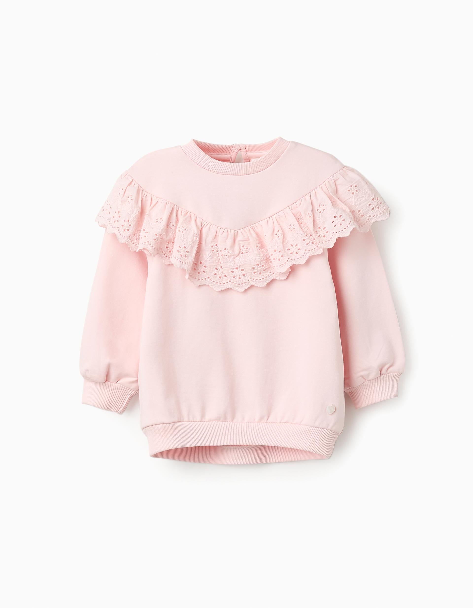 Cotton Sweatshirt with Ruffles for Baby Girls, Pink