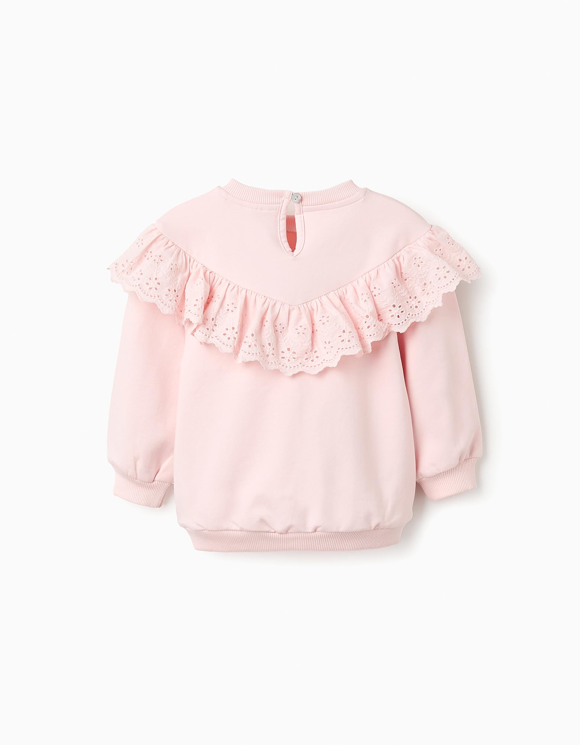 Cotton Sweatshirt with Ruffles for Baby Girls, Pink