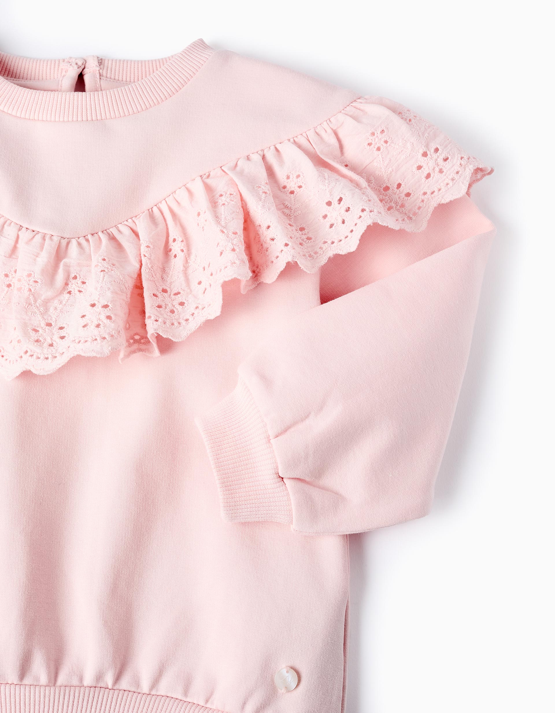 Cotton Sweatshirt with Ruffles for Baby Girls, Pink