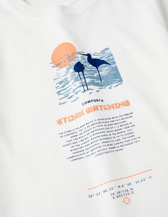 Camiseta de Algodón para Niño 'Cigüeña', Blanco