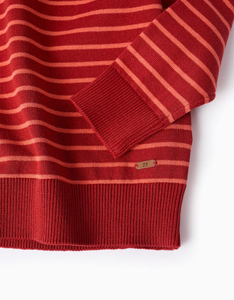 Pull en Maille Fine pour Garçon, Rouge/Orange