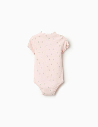 Body Canalé Floral para Bebé Niña, Rosa