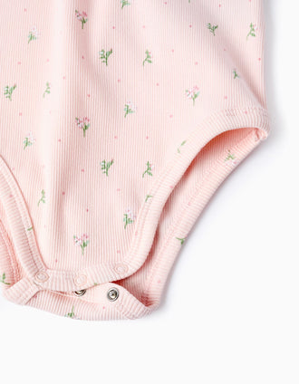 Body Canalé Floral para Bebé Niña, Rosa