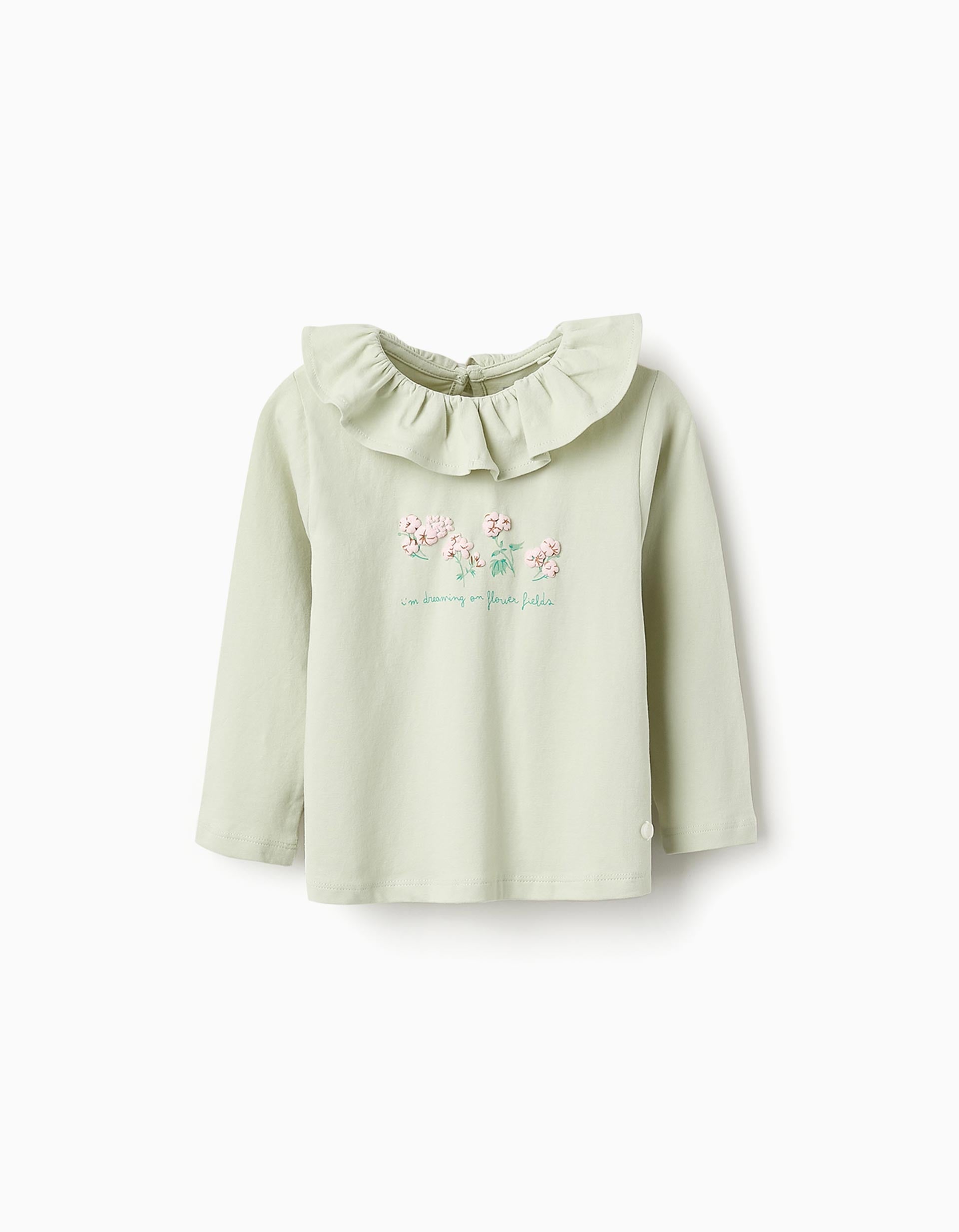 Long-sleeved T-shirt for Baby Girls 'Flowers', Green