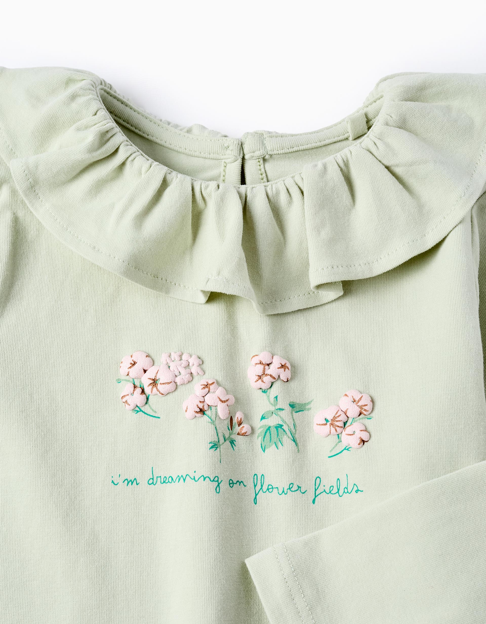 Long-sleeved T-shirt for Baby Girls 'Flowers', Green