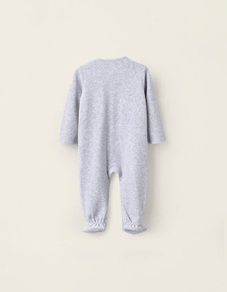 Pelele de Terciopelo con Cuello de Marinero para Recién Nacido, Gris