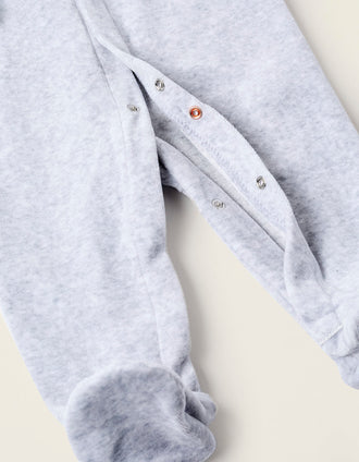Pelele de Terciopelo con Cuello de Marinero para Recién Nacido, Gris