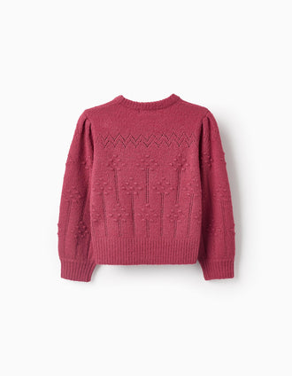 Camisola de Malha com Bolinhas para Menina, Rosa