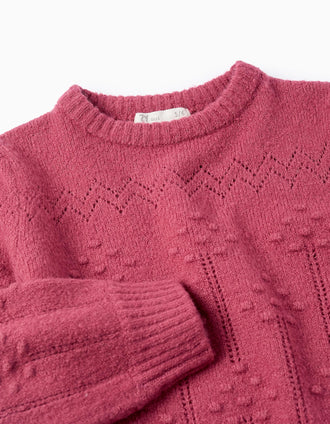 Camisola de Malha com Bolinhas para Menina, Rosa