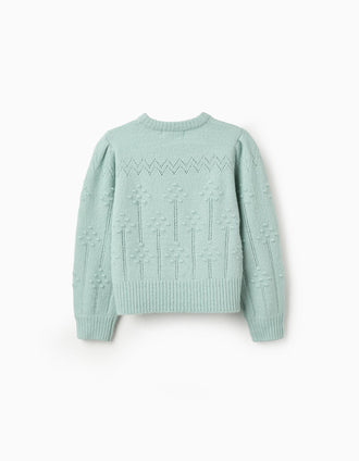 Camisola de Malha com Detalhes para Menina, Verde Água
