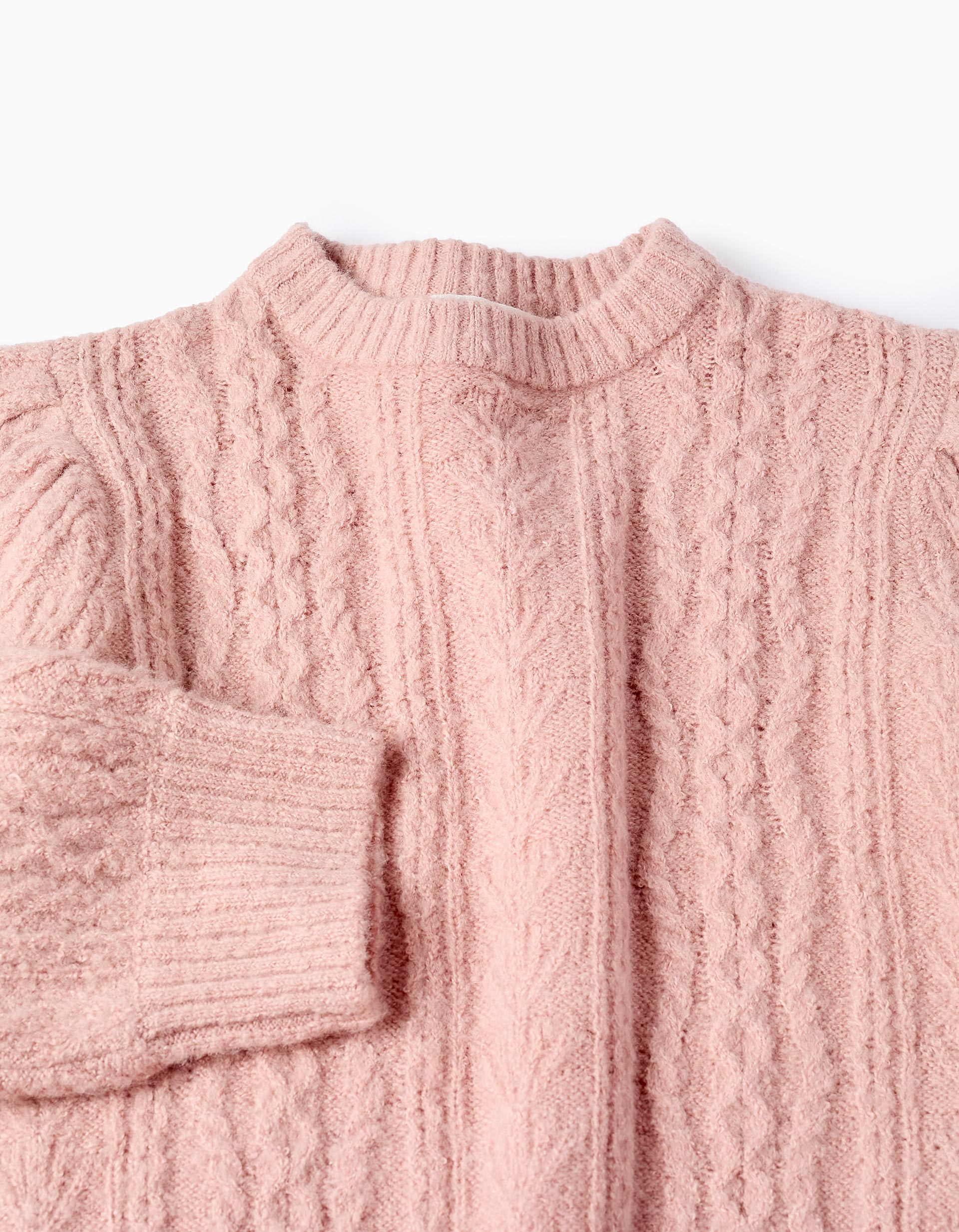 Cable Knit Jumper for Girls, Pink