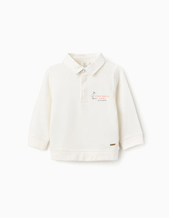 T-shirt en Jersey Épais pour Bébé Garçon 'Cigogne', Blanc