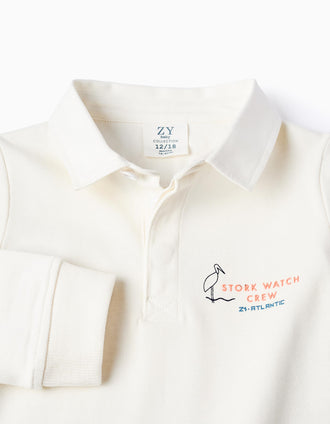 T-shirt en Jersey Épais pour Bébé Garçon 'Cigogne', Blanc