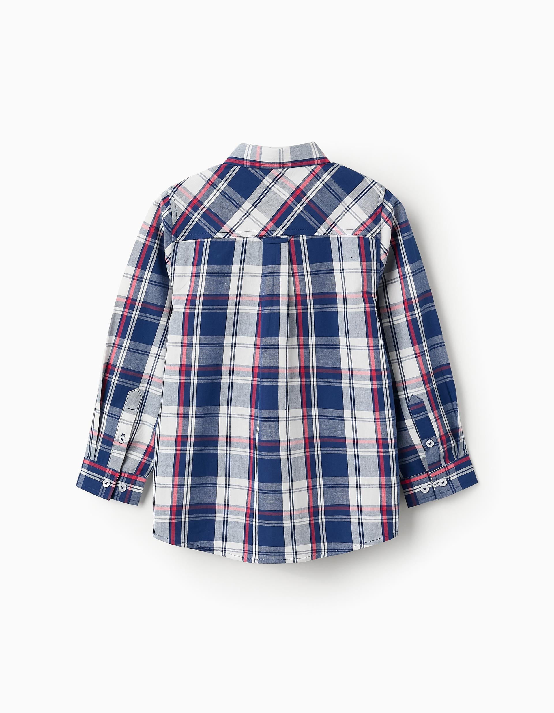 Cotton Checked Shirt for Boys, Blue/Red