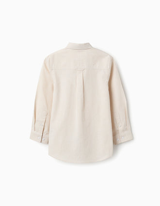 Chemise en Coton à Rayures pour Garçon, Beige/Blanc