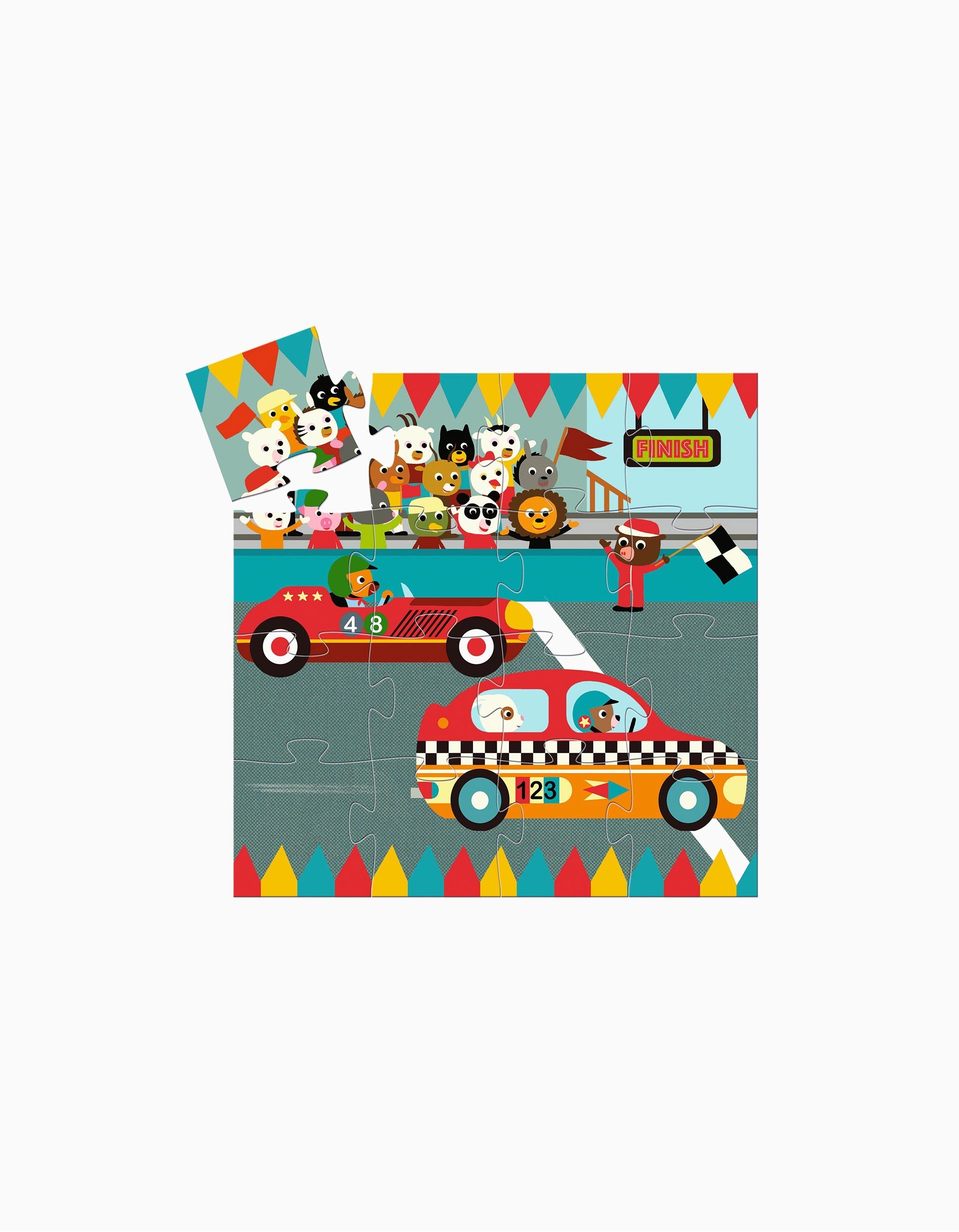Puzzle 16Pcs Djeco Carro De Corrida 3A+