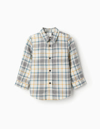 Chemise en Flanelle à Carreaux pour Bébé Garçon, Beige