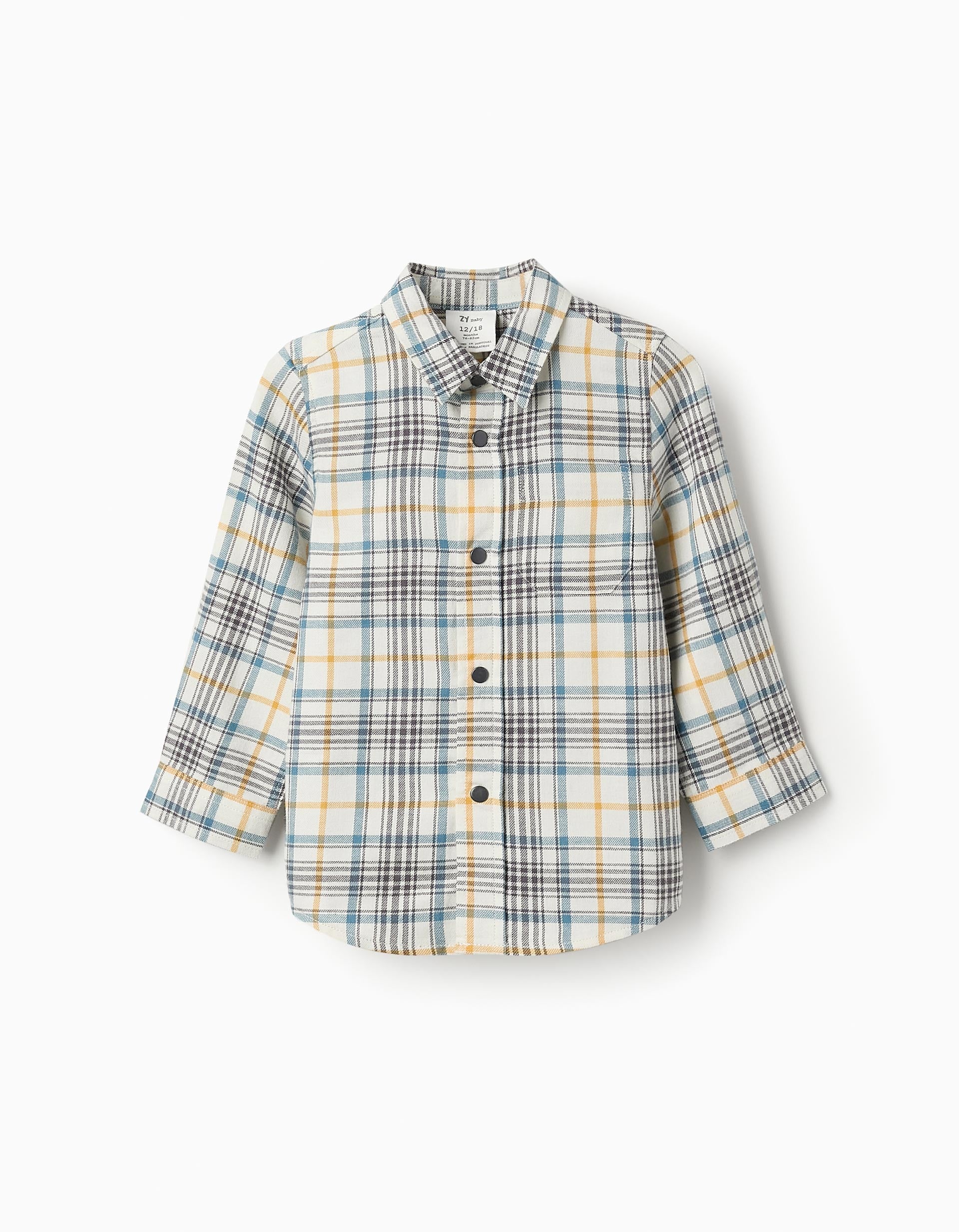 Flannel Checked Shirt for Baby Boys, Beige