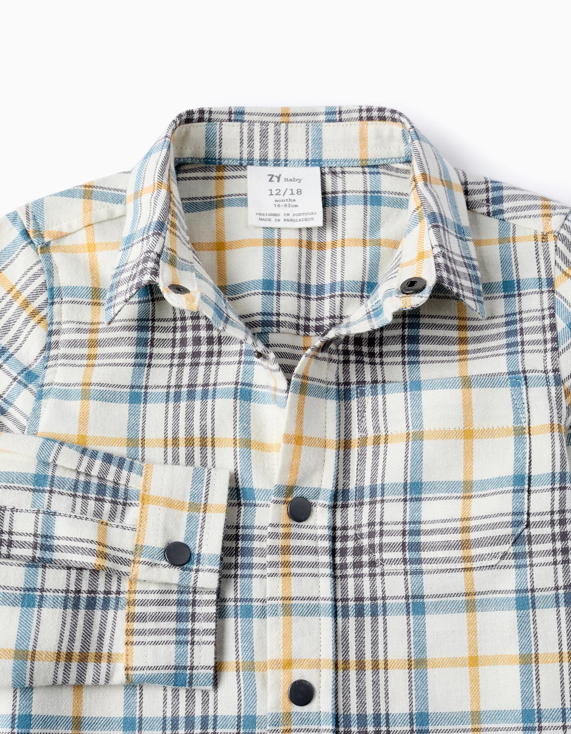 Flannel Checked Shirt for Baby Boys, Beige